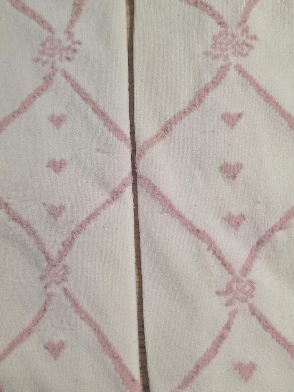 Innocent World Ivory Pink Ballet Ribbon OTK Socks | Classic Lolita